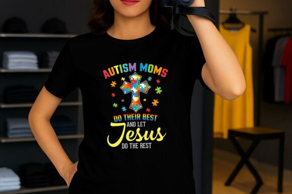 Autism Moms Jesus Cross Design T-Shirt Designs