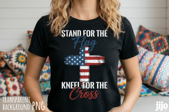 Christian Cross USA Flag PNG for T-Shirt Designs