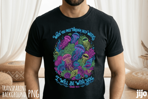 Christian Jellyfish Neon Ocean PNG T-Shirt Designs