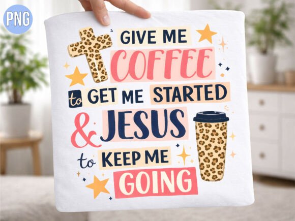 Coffee and Jesus Leopard PNG T-Shirt Designs