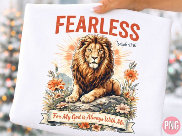 Fearless Lion Christian Bible Verse PNG for T-Shirt Designs