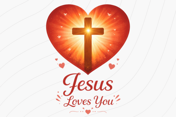 Jesus Loves You Cross Heart PNG — T-Shirt Designs