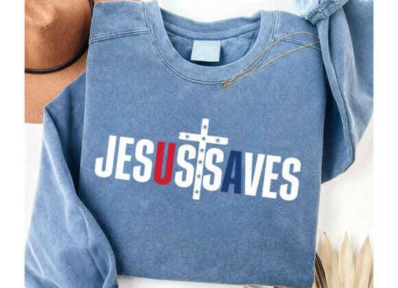Jesus Saves USA PNG: Christian 4th of J T-Shirt Designs