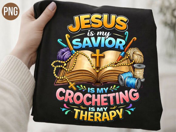 Jesus Savior Crocheting Therapy PNG for T-Shirt Designs