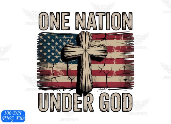 One Nation Under God Christian USA Flag T-Shirt Designs