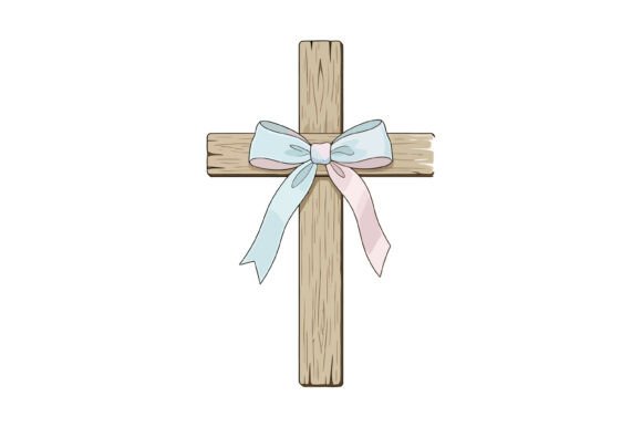 Wooden Cross with Bow Christian Art